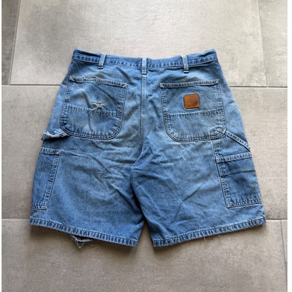 Carhartt Other - Vintage Carhartt R28 DST Mens 34 Blue Denim Carpenter Shorts Distressed Workwear